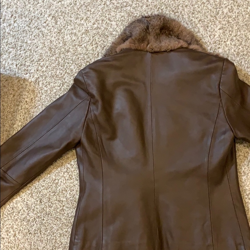 Real leather and fur coat- Sz small - Picture 5 of 7